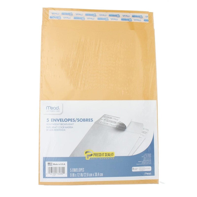 Mead Press It-Seal-It Envelopes (MEA76080), Kraft, 9 x 12 Inches - Image 2
